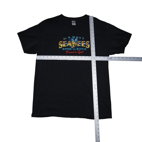 US NAVY Men's L Sea Bees United States USN Born To Build Premium T-Shirt Black - Picture 8 of 10